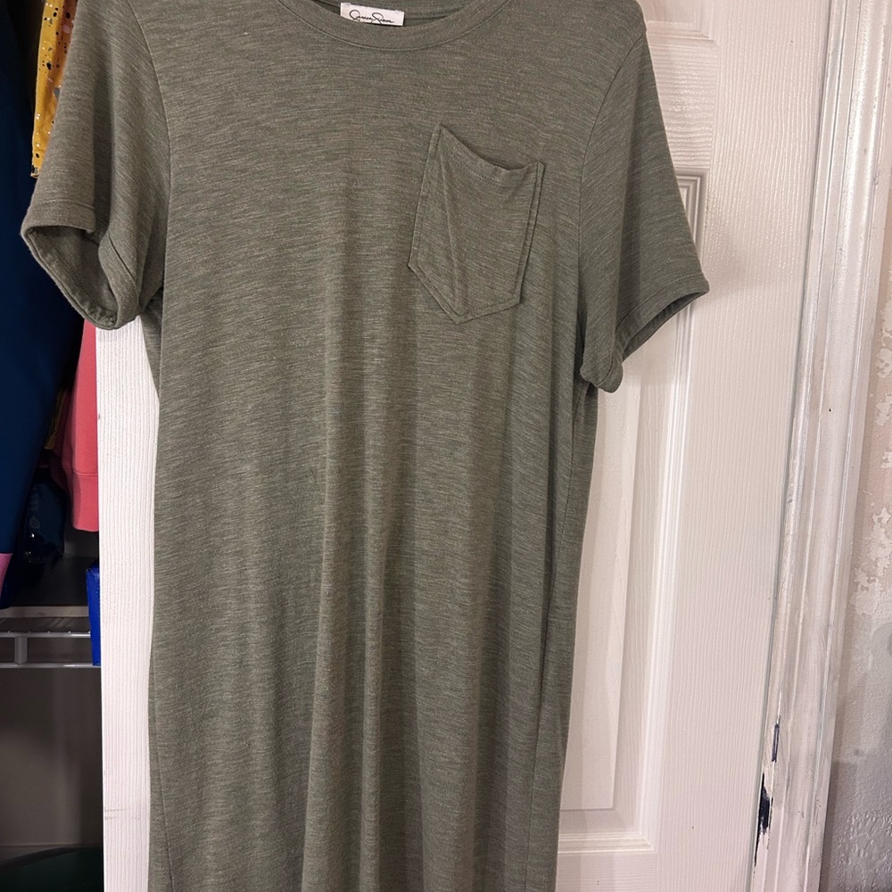 Casual Olive Green T-Shirt Dress